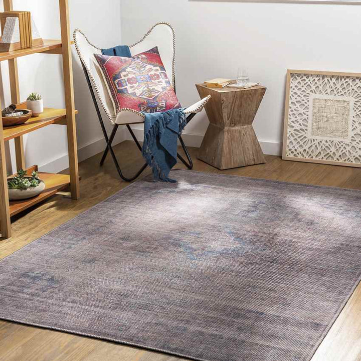 Michiana Shores Traditional Washable Rug, Pale Blue