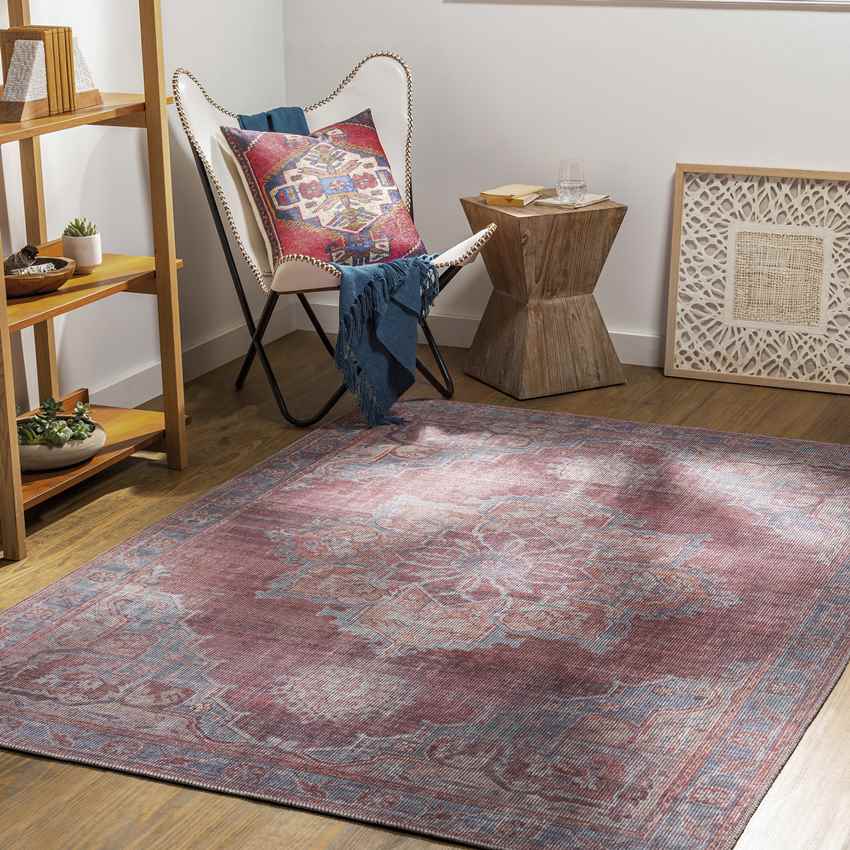 Middlebury Traditional Washable Rug, Pale Red