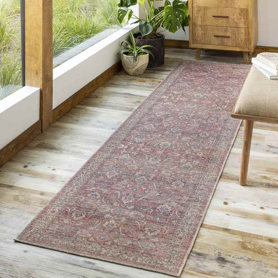 Milltown Traditional Washable Rug, Red