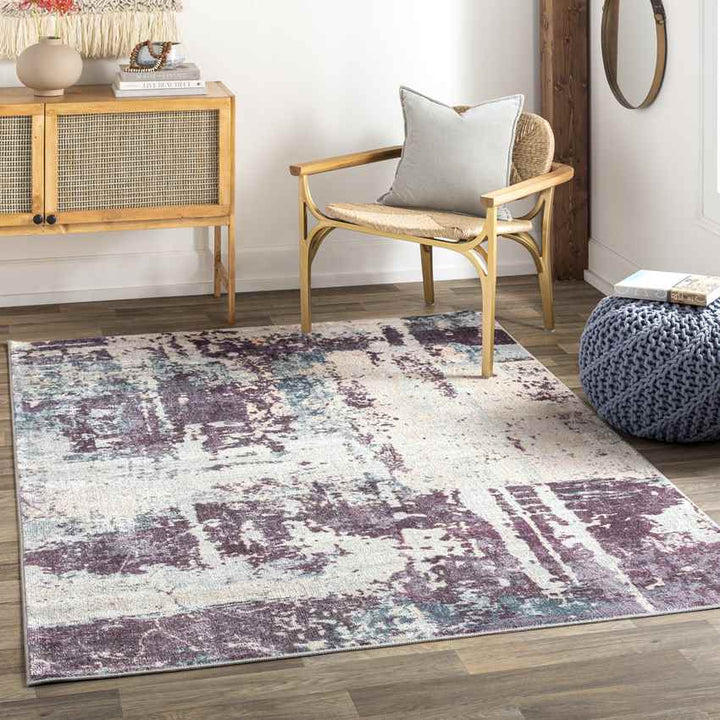 Utica Modern Washable Rug, Dark Purple