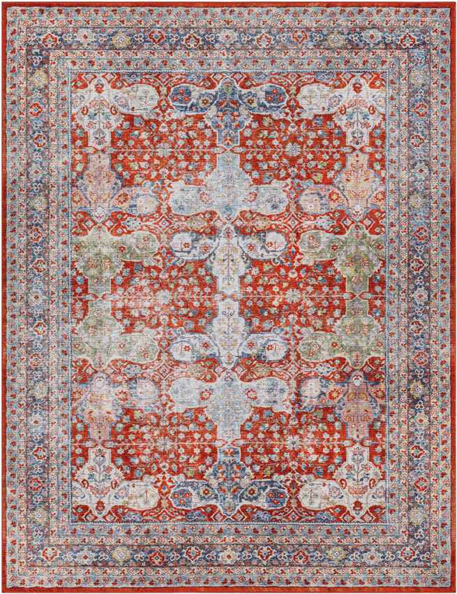 Palos Hills Traditional Washable Rug, Bright Red