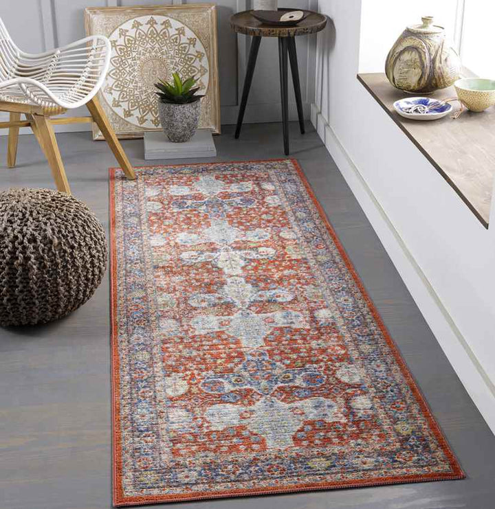 Palos Hills Traditional Washable Rug, Bright Red