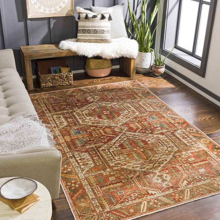 St David Global Washable Rug, Burnt Orange