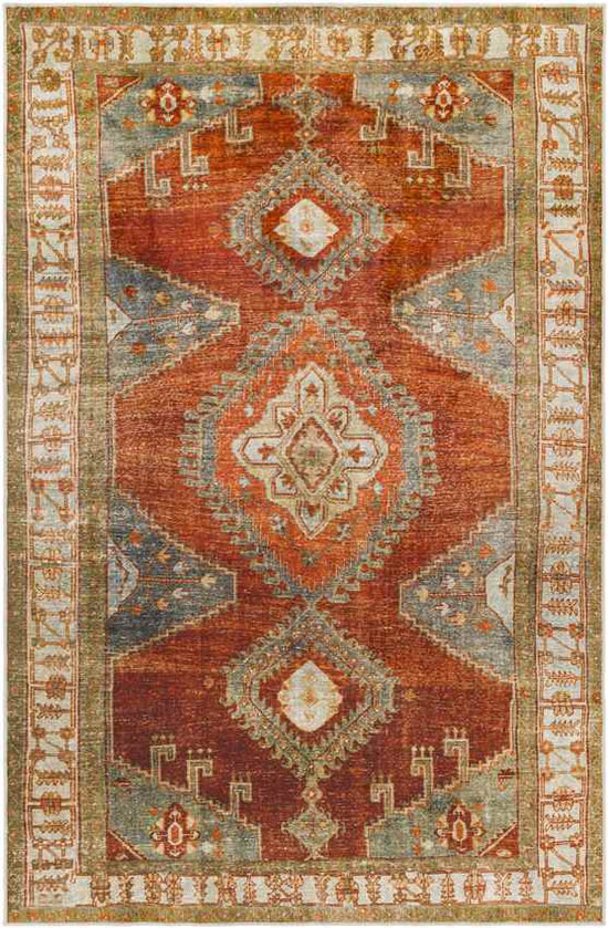 St Elmo Global Washable Rug, Burnt Orange