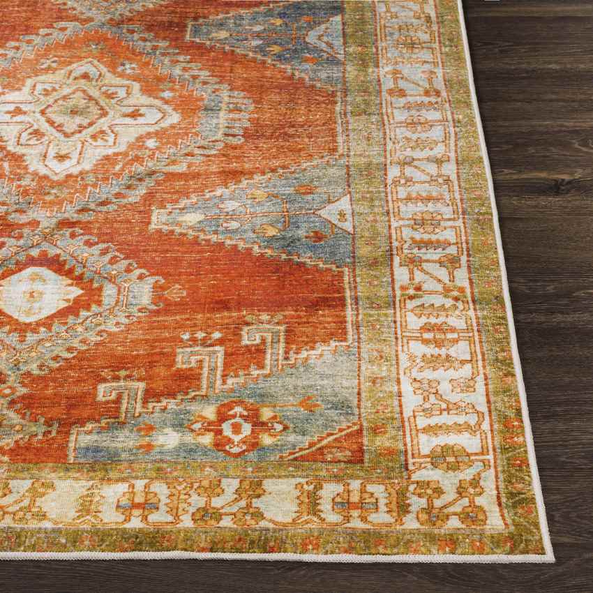 St Elmo Global Washable Rug, Burnt Orange