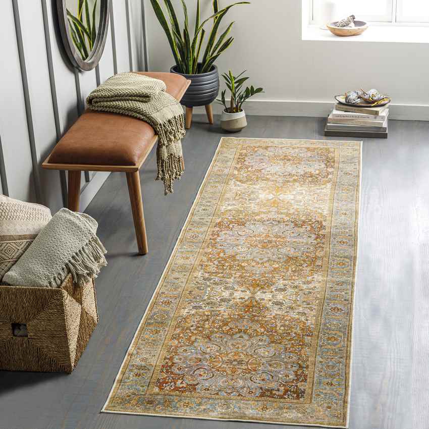 St Francisville Traditional Washable Rug, Camel