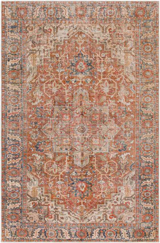 St Jacob Traditional Washable Rug, Burnt Orange