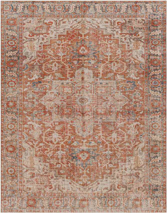 St Jacob Traditional Washable Rug, Burnt Orange