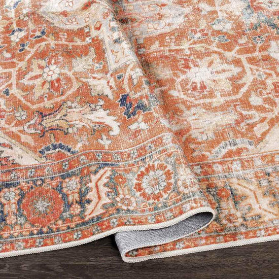 St Jacob Traditional Washable Rug, Burnt Orange