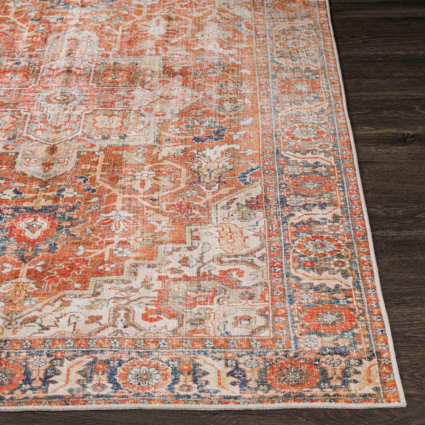 St Jacob Traditional Washable Rug, Burnt Orange