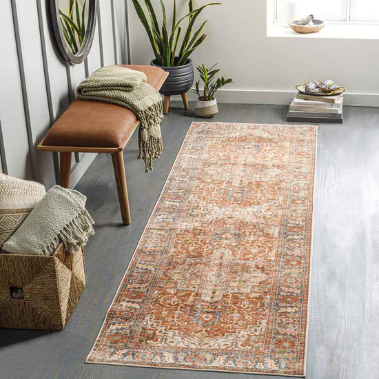 St Jacob Traditional Washable Rug, Burnt Orange