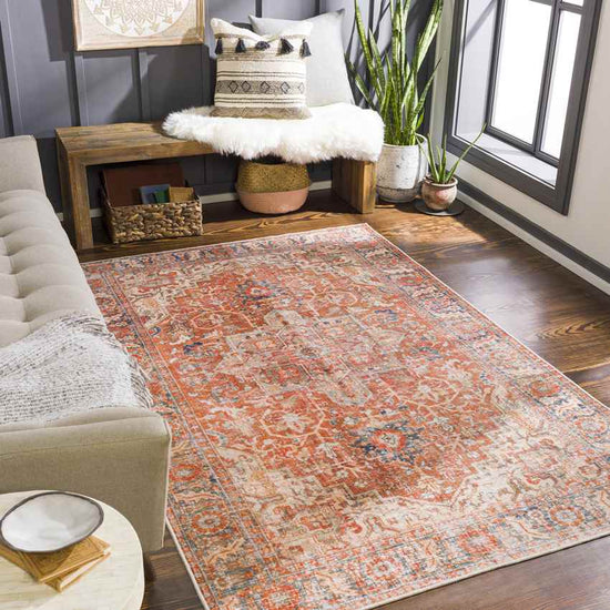 St Jacob Traditional Washable Rug, Burnt Orange