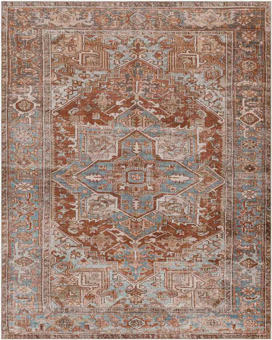 St Johns Traditional Washable Rug, Burnt Orange