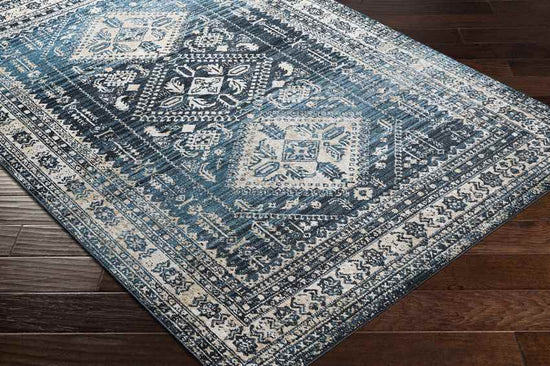 Salamonia Traditional Washable Area Rug, Navy