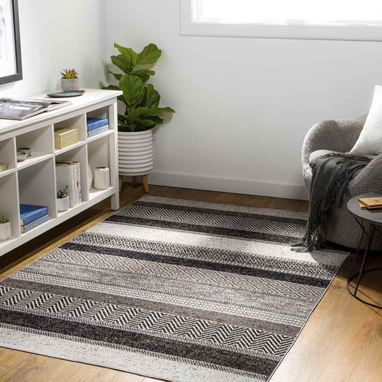 Sandborn Modern Washable Rug, Medium Gray