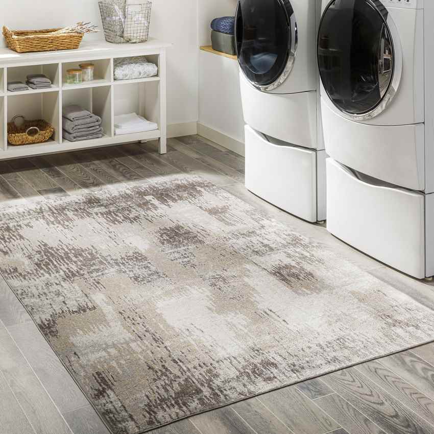 Olpe Traditional Washable Rug, Taupe