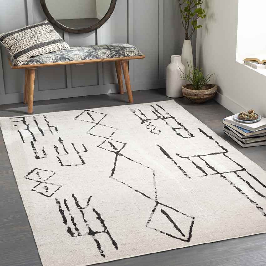 Waveland Modern Washable Rug, Cream