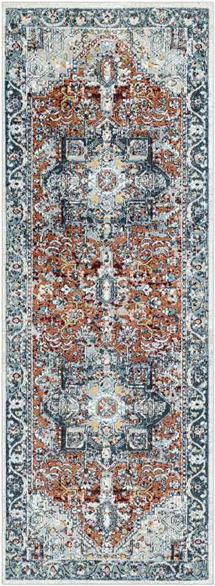 West Baden Traditional Washable Rug, Burnt Orange