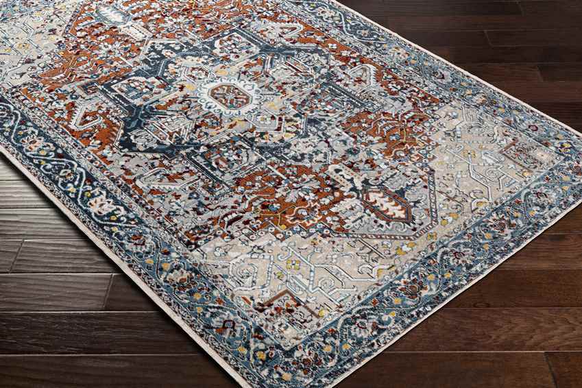 West Baden Traditional Washable Rug, Burnt Orange