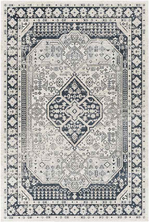 West College Traditional Washable Rug, Light Gray