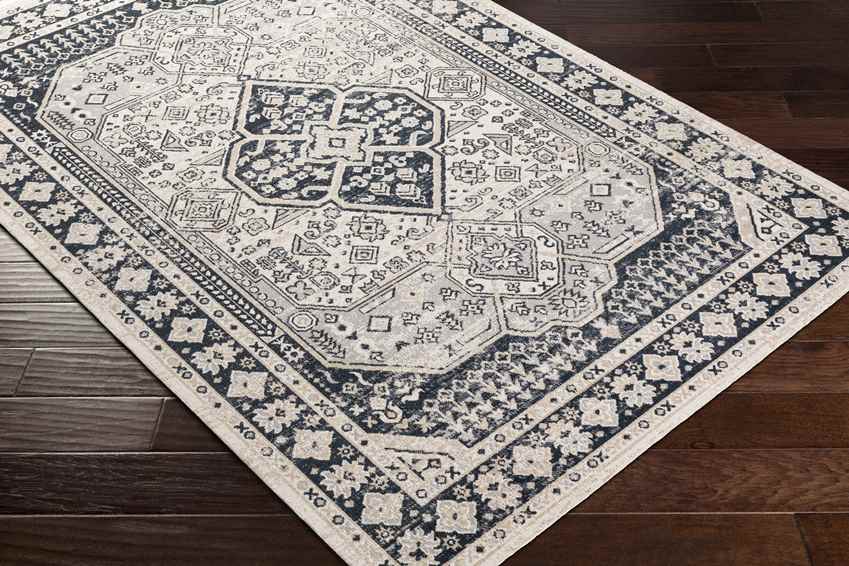 West College Traditional Washable Rug, Light Gray