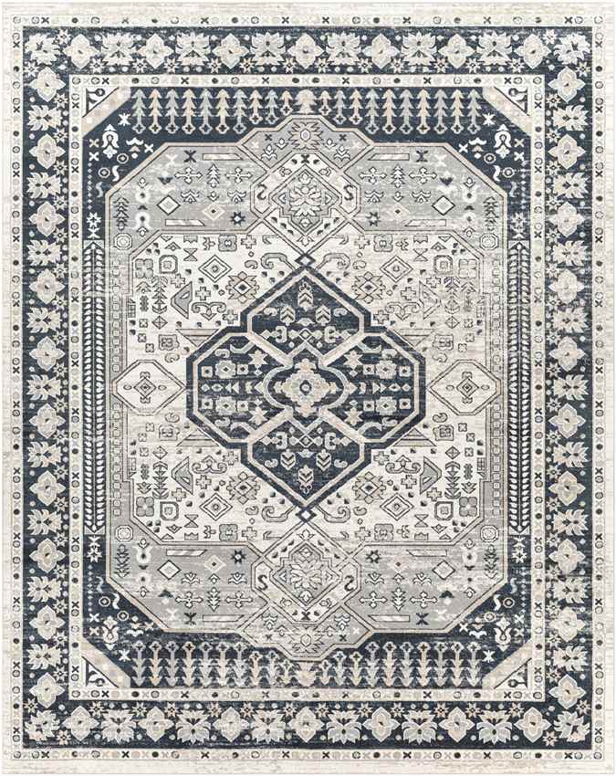 West College Traditional Washable Rug, Light Gray