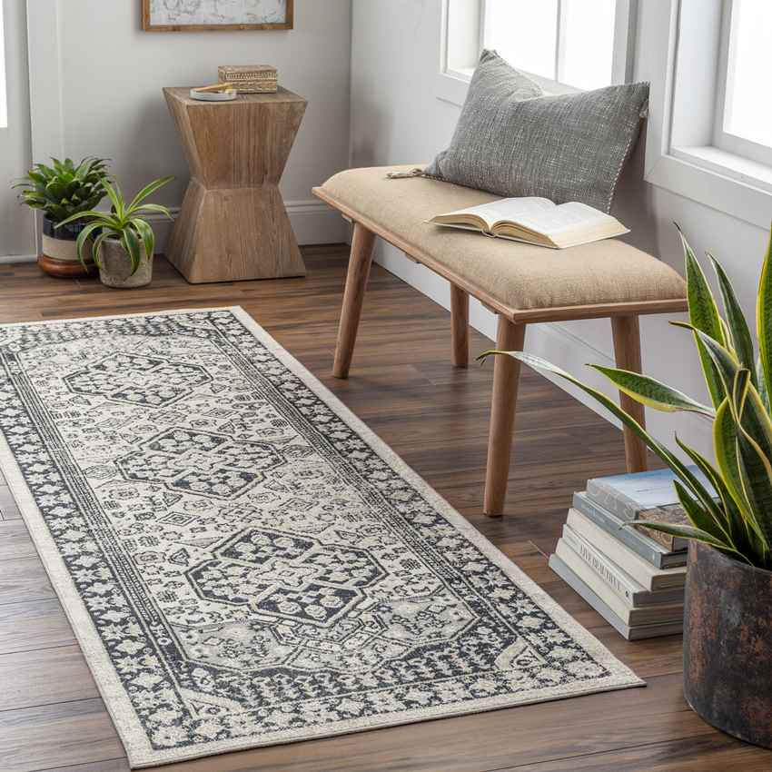 West College Traditional Washable Rug, Light Gray