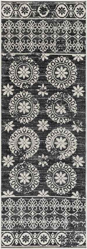 William Traditional Washable Rug, Black