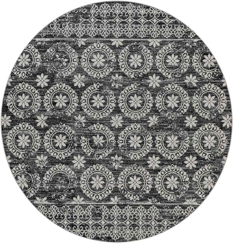 William Traditional Washable Rug, Black