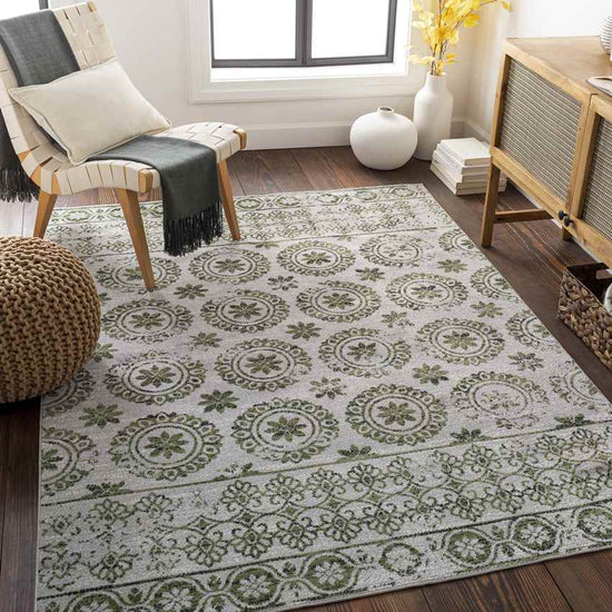 William Traditional Washable Rug, Sage