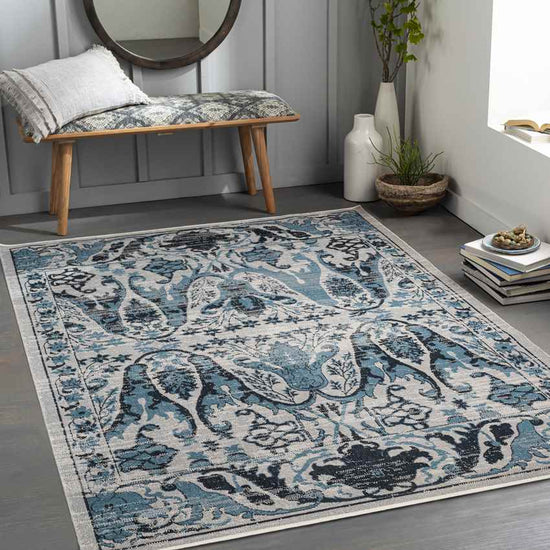 West Lebanon Traditional Washable Rug, Navy