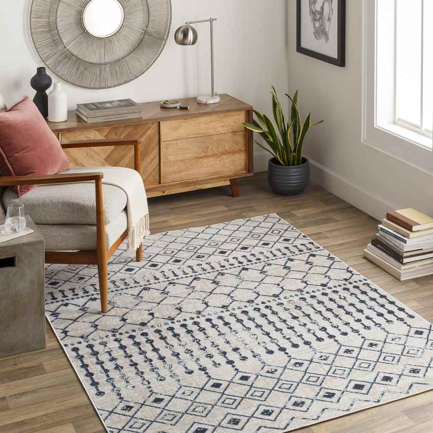 Mary Global Washable Rug, Ink Blue