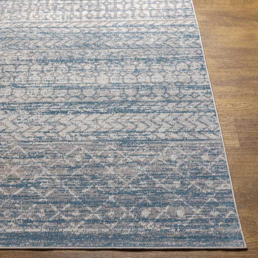 West Terre Haute Global Washable Rug, Blue