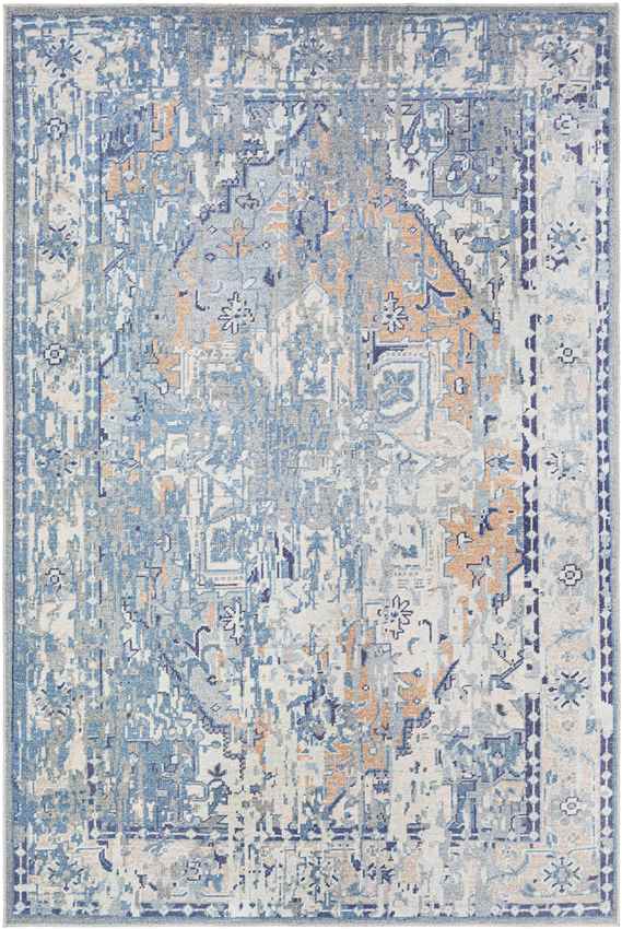 Stilesville Traditional Washable Rug, Ice Blue