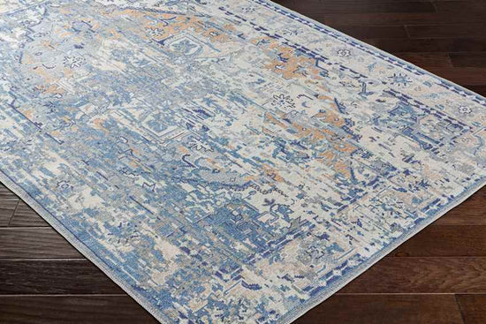 Stilesville Traditional Washable Rug, Ice Blue