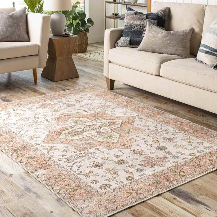 Walcott Traditional Washable Rug, Burnt Orange