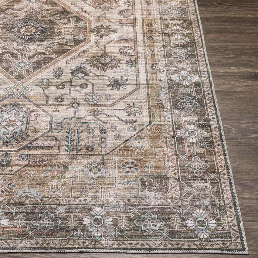 Washta Traditional Washable Rug, Taupe