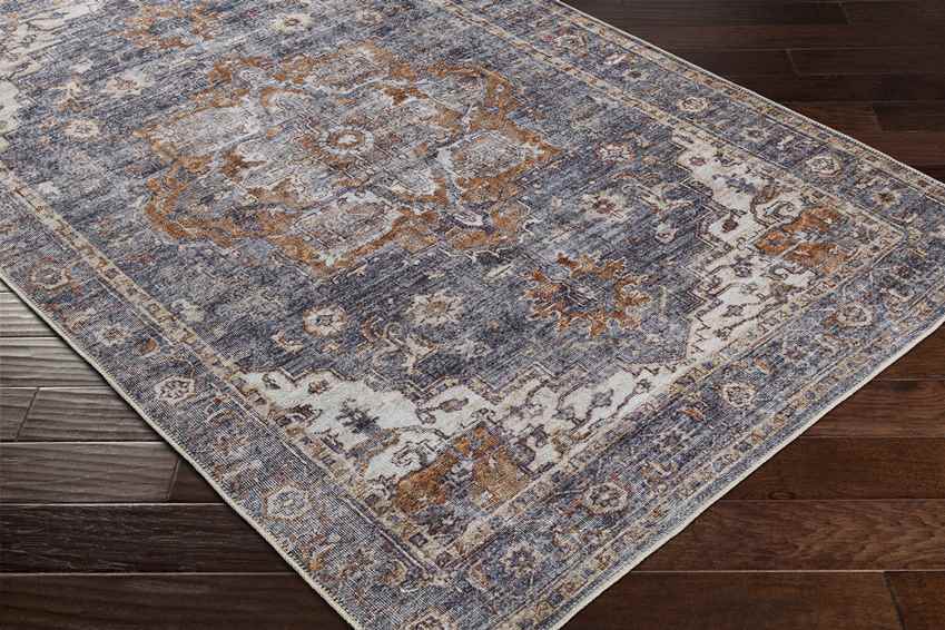 West Liberty Traditional Washable Rug, Charcoal