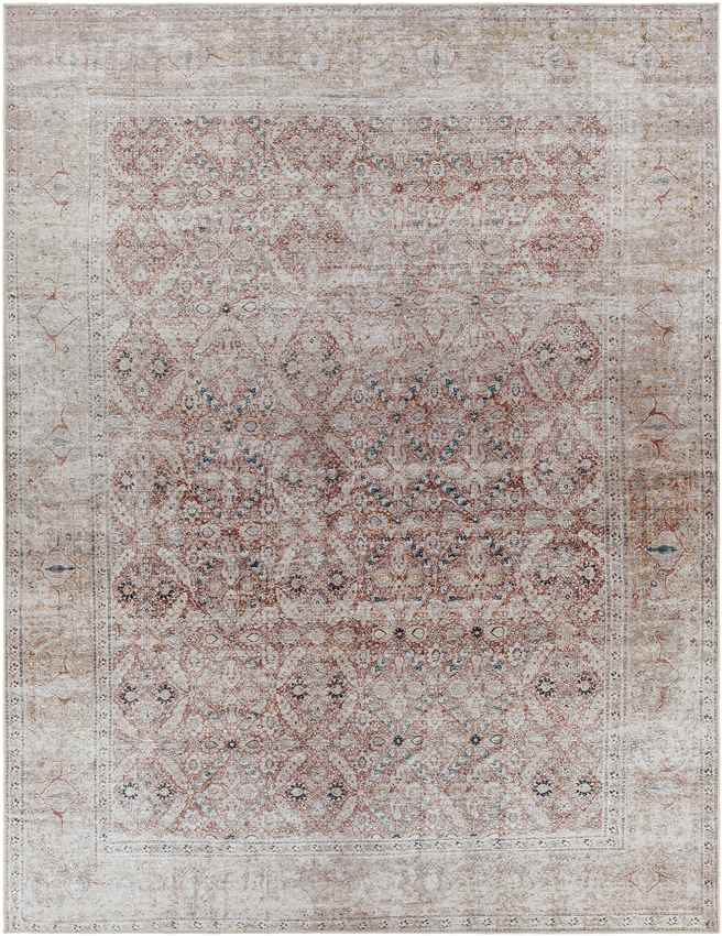 West Union Traditional Washable Rug, Rust