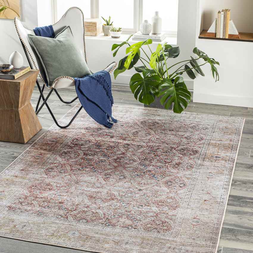 West Union Traditional Washable Rug, Rust