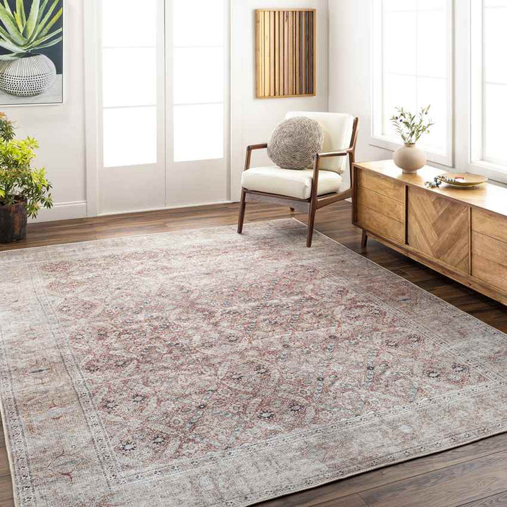 West Union Traditional Washable Rug, Rust