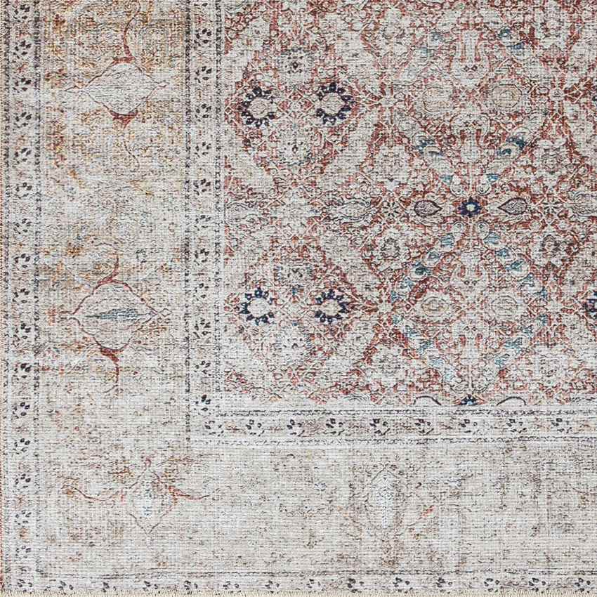 West Union Traditional Washable Rug, Rust