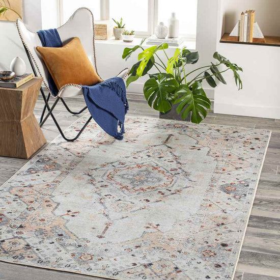 Westside Traditional Washable Rug, Light Gray