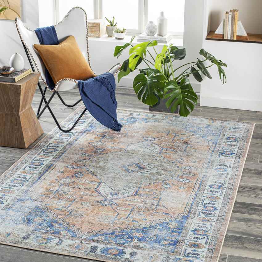 Westwood Traditional Washable Rug, Blue