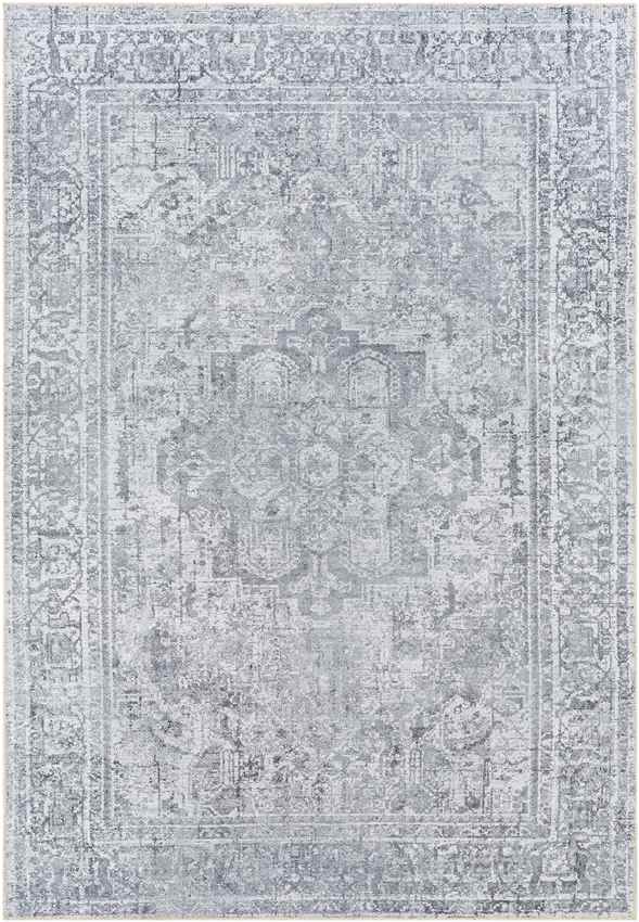 Whitten Traditional Washable Rug, Light Gray