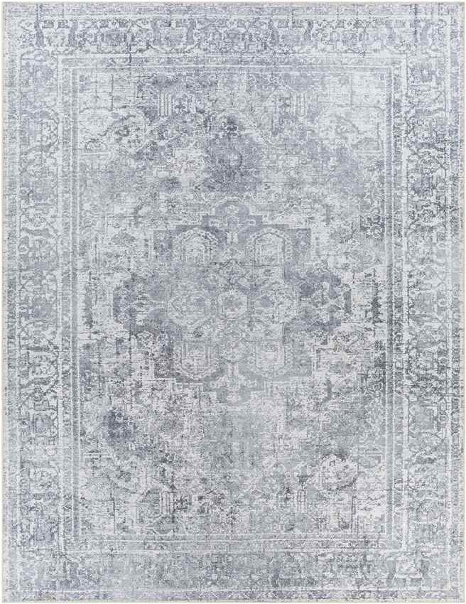 Whitten Traditional Washable Rug, Light Gray