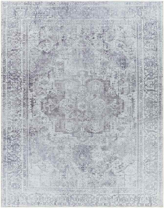 Whitten Traditional Washable Rug, Light Gray