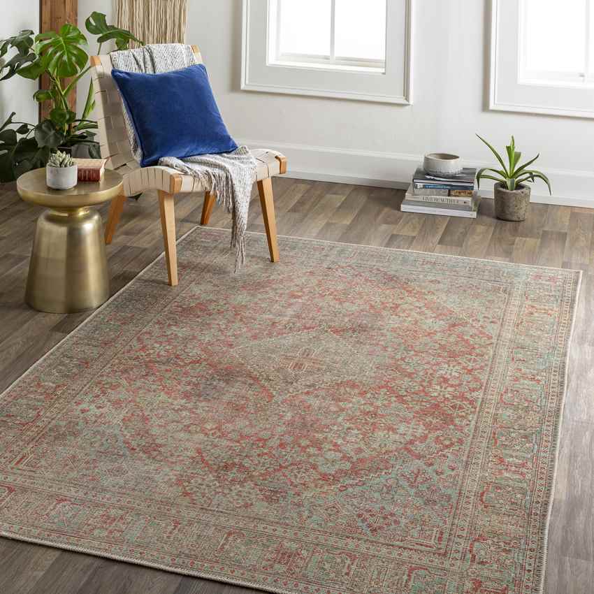 Mylikouri Traditional Washable Rug, Rust