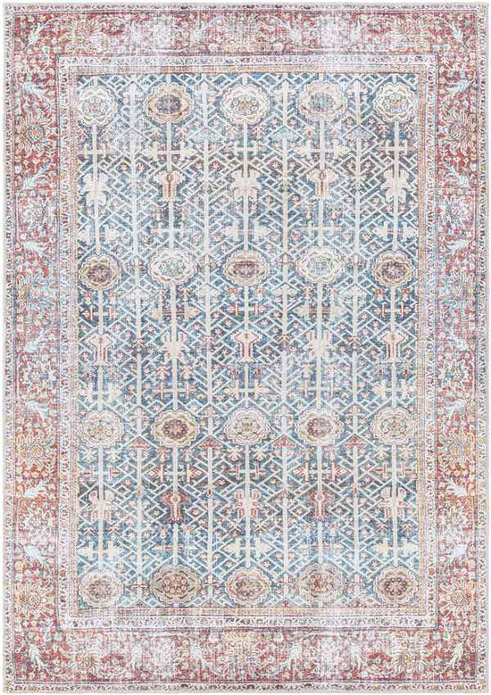 Gillett Grove Traditional Washable Rug, Teal