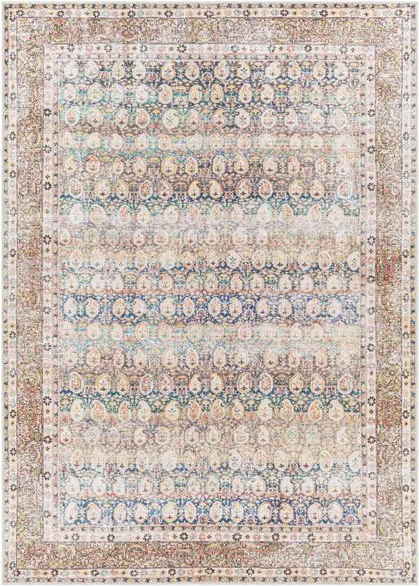 Goldfield Traditional Washable Rug, Light Orange